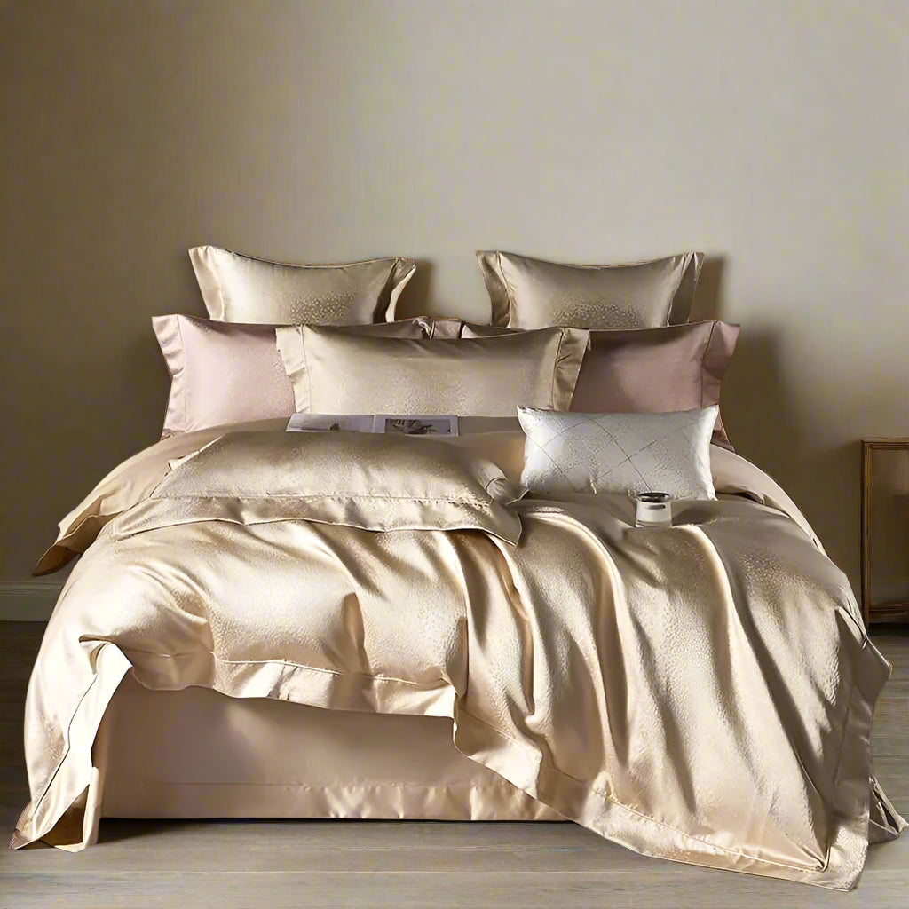 1000TC Egyptian Cotton Satin Jacquard Bedding Set – Beige