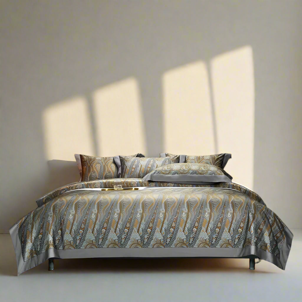 1000TC Egyptian Cotton Vintage 4Pcs Bedding Set - Gray