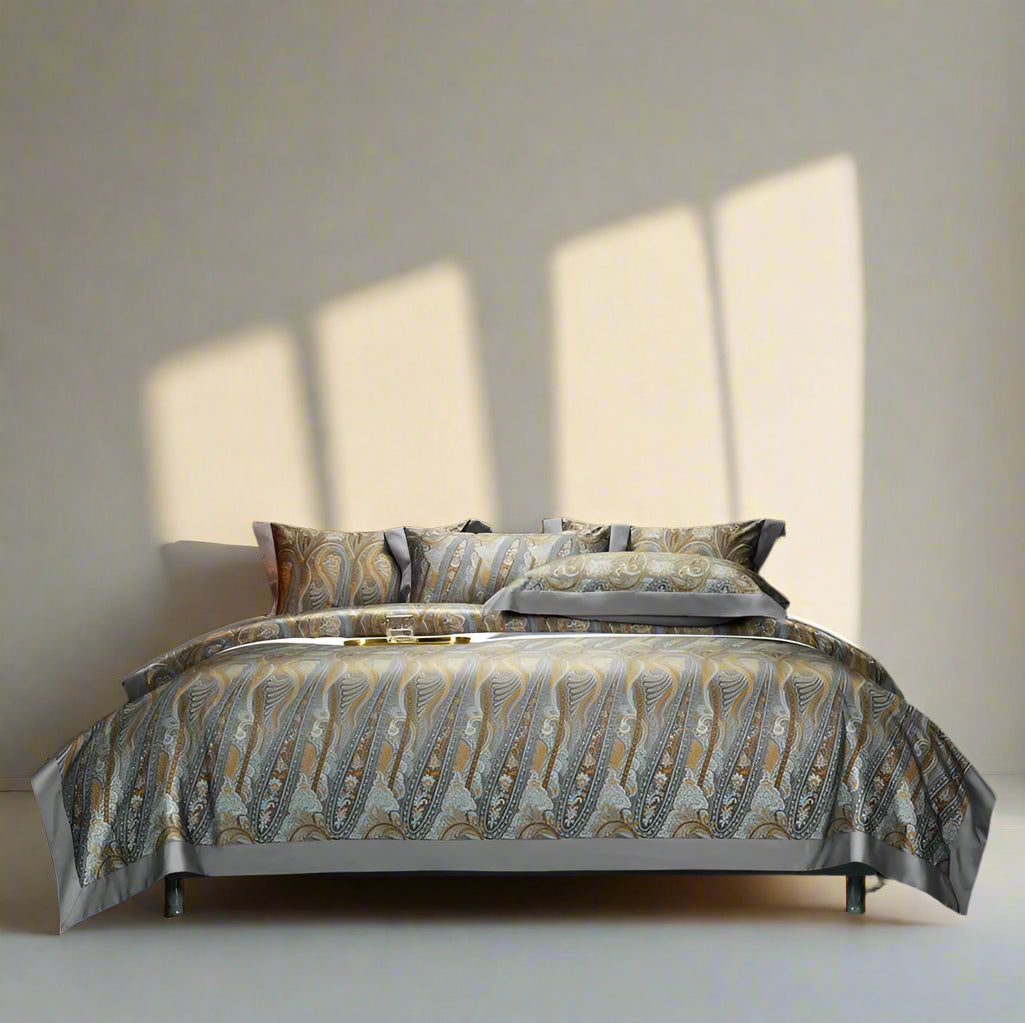 1000TC Egyptian Cotton Vintage 4Pcs Bedding Set - Gray