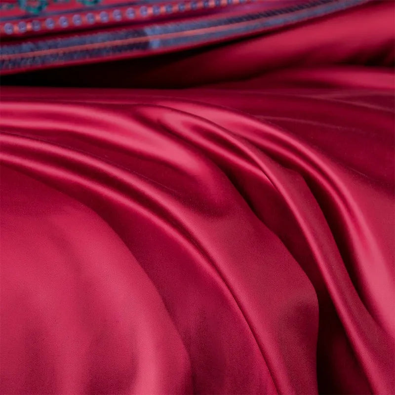1000TC Egyptian Cotton Wine Red Luxury Bedding Set includes duvet cover, sheets and pillowcases
