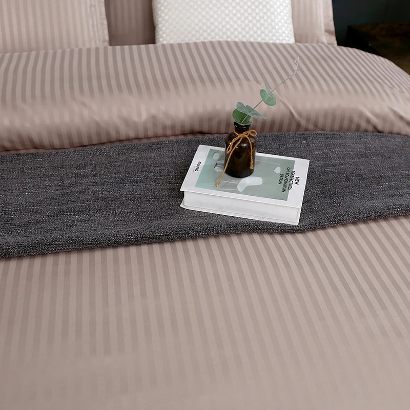 Beige Brownish Bedding set clos up