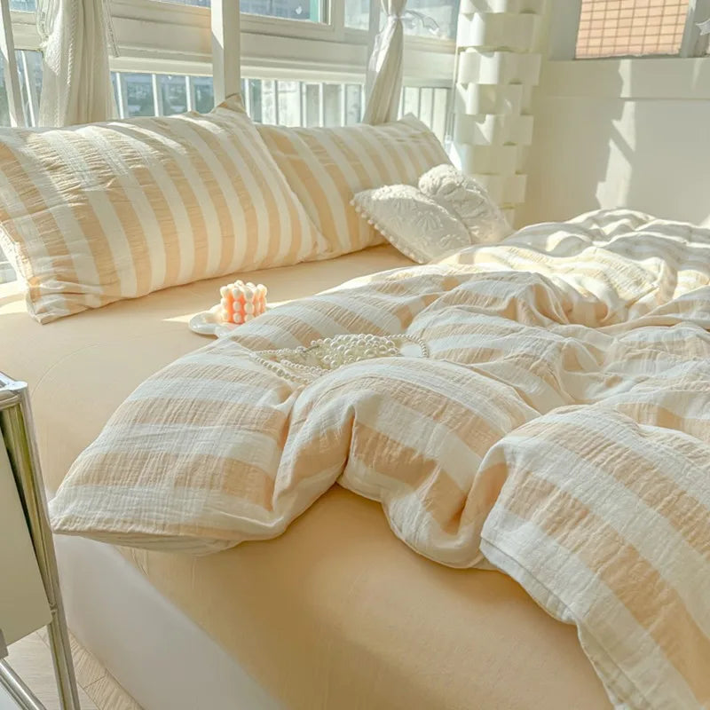 Buy luxury bedding online Lightweight Luxury Striped Bedding Set - Beige