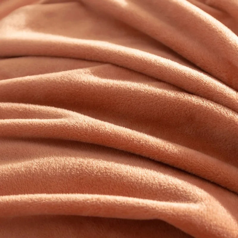 Close-up of a 500TC textured orange duvet cover set Reversible Fluffy Microfiber Duvet Cover Set with Sheets - Rust