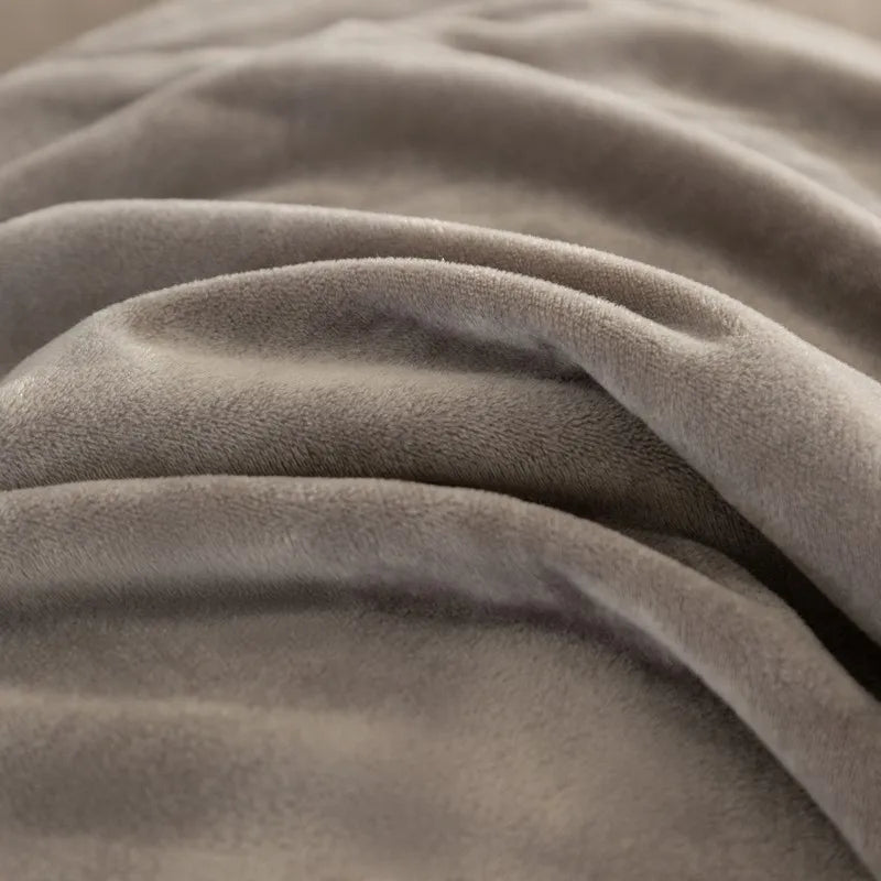 Close-up of a Gray 500TC Reversible Fluffy Microfiber velvet textured bedding set includes duvet cover, sheets and pillowcases