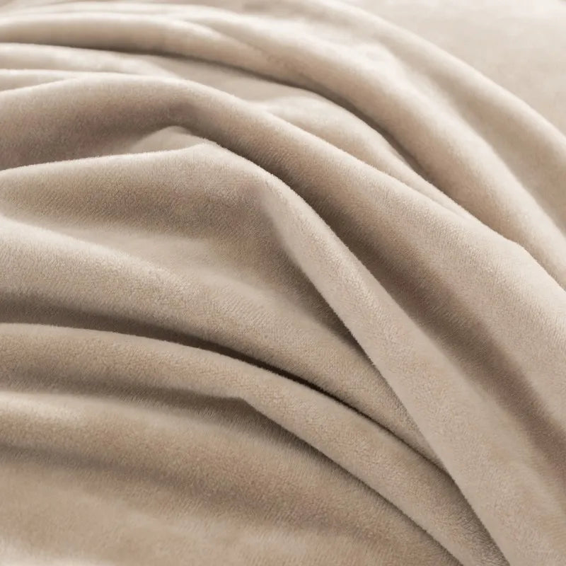 Close-up of beige fabric with soft Velvet texture Reversible Fluffy Microfiber 500TC Duvet Cover Set in Grey