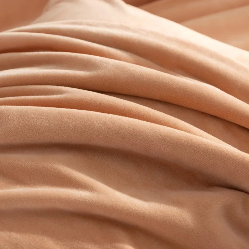 Close-up of peach fabric 500TC Reversible Fluffy Microfiber velvet textured Duvet Cover