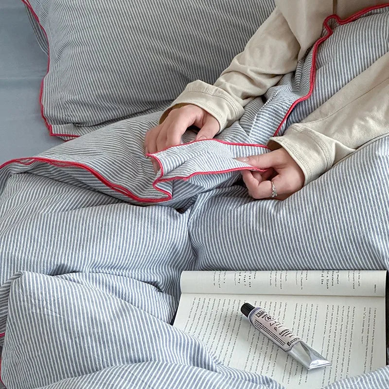 Cotton grey duvet cover and bedding set at The Happy Ladies