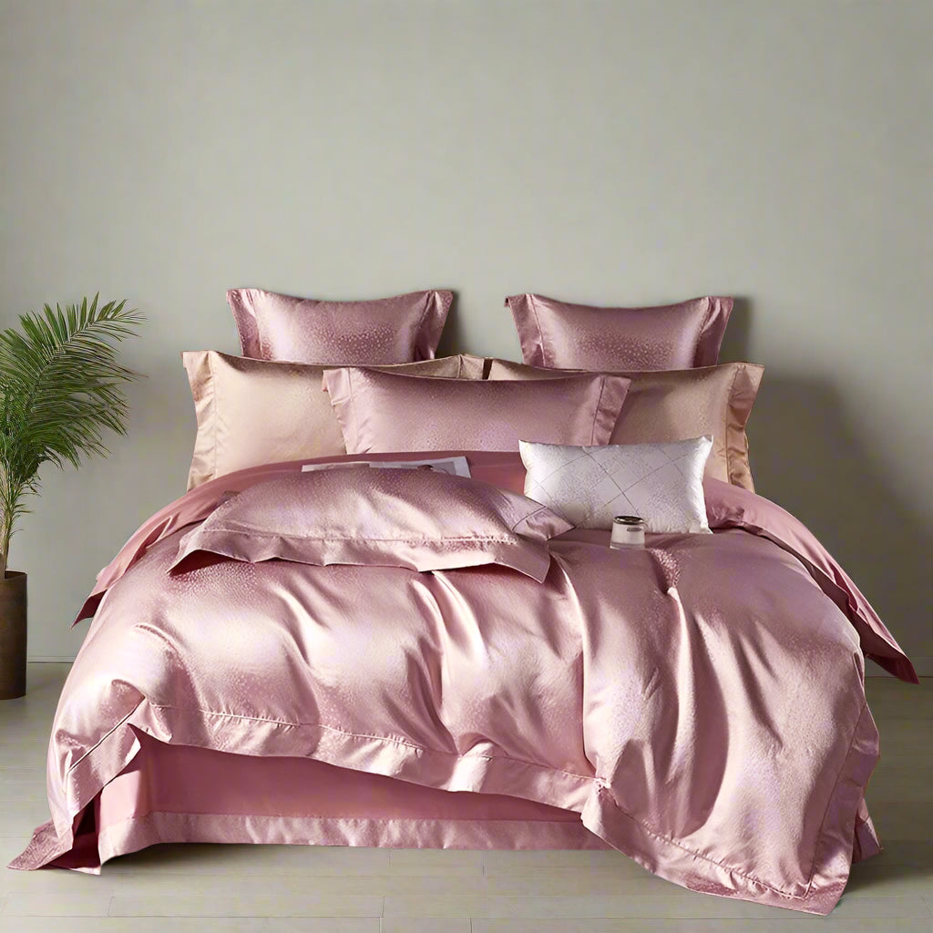 Egyptian Cotton Satin Jacquard Bedding Set - Pink
