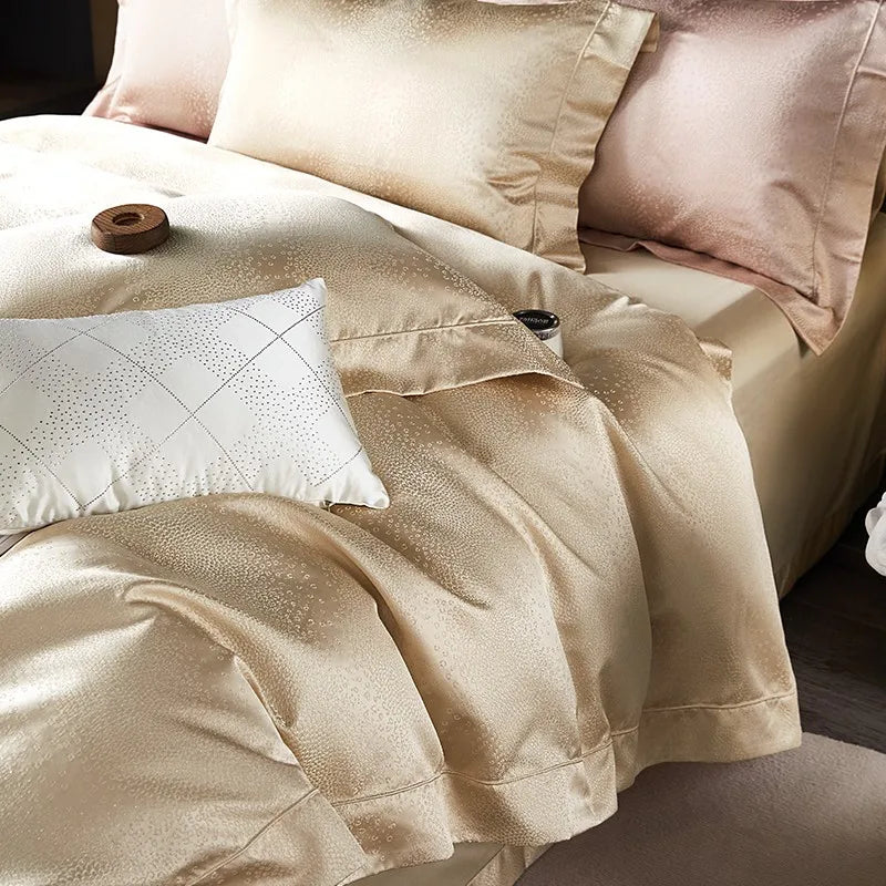  Egyptian Cotton Satin Jacquard Bedding Set – Beige