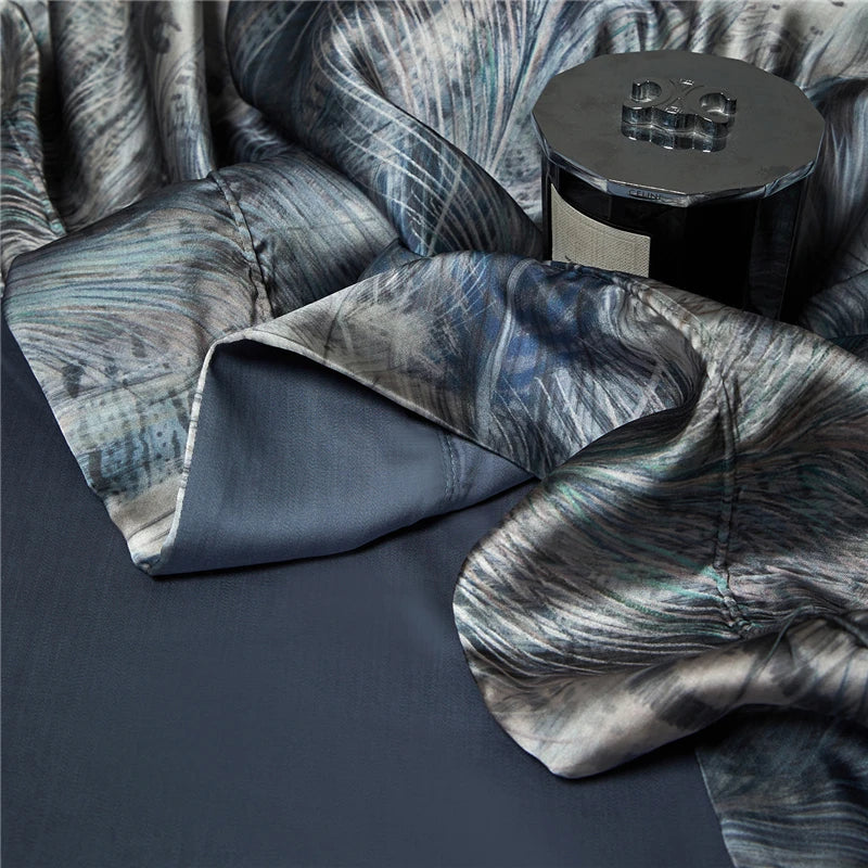 Grey and blue duvet cover bedding set at the happy ladies