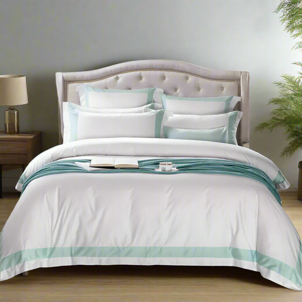 Hotel quality bedding 600TC Premium Cotton Hotel White Bedsheet Set - Sky