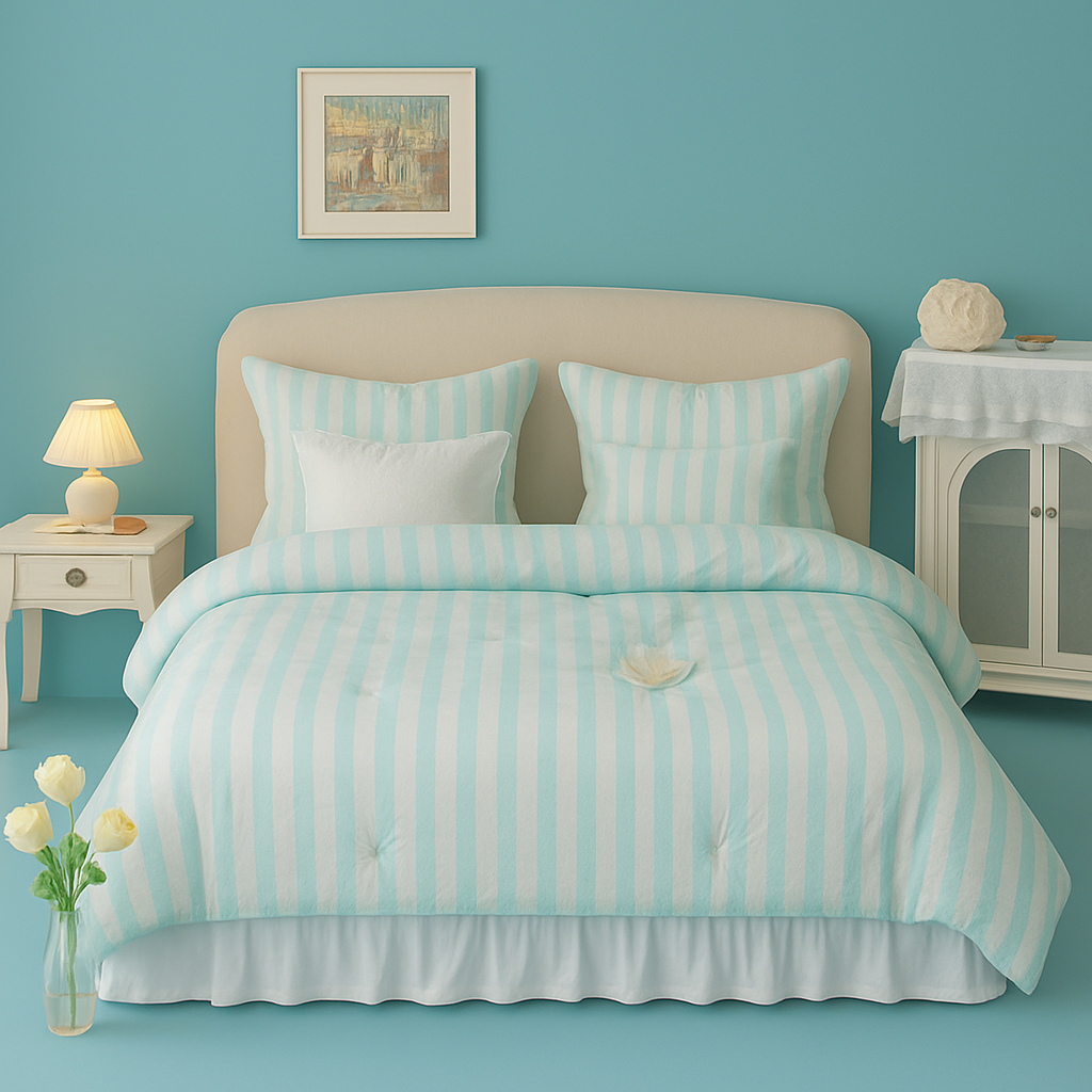 Lightweight 100gsm Luxury Striped Bedding Set - Sky