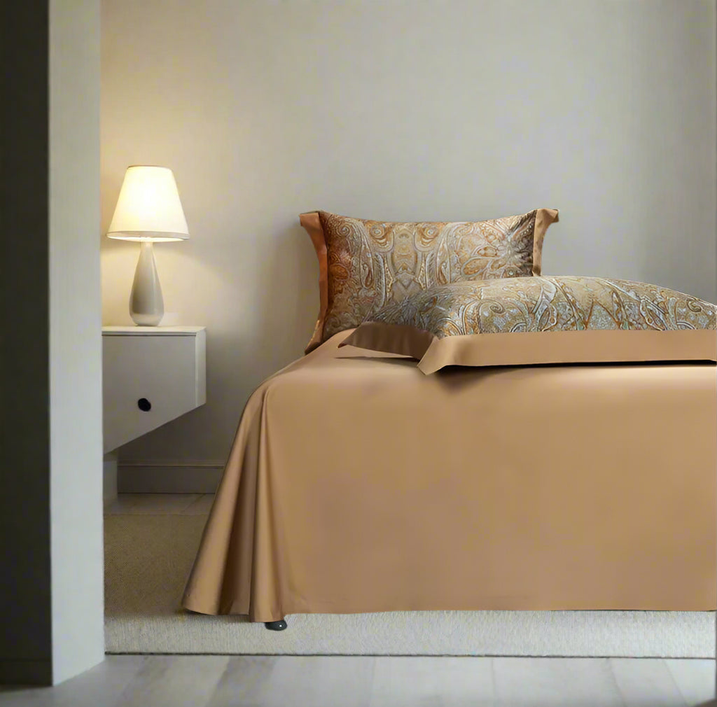 Luxury bed linen Egyptian Cotton Vintage 4Pcs Bedding Set - Beige