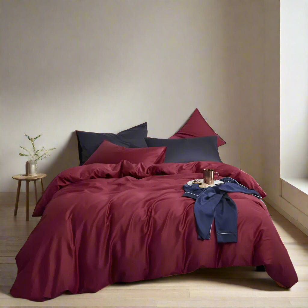 Luxury bedding Silky Soft Pure Egyptian Cotton Bedding Set - Maroon