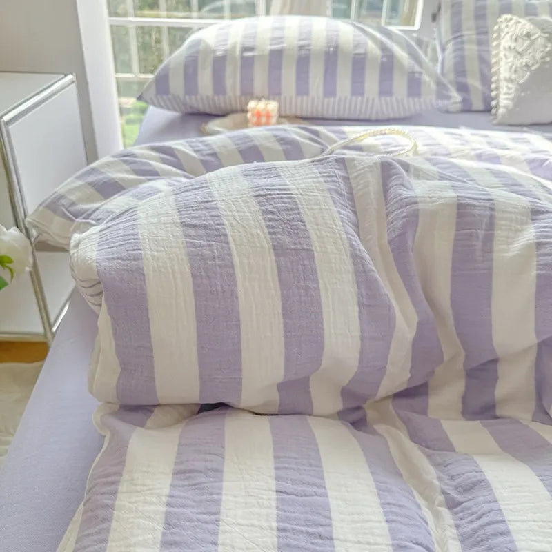 Luxury bedroom decor Lightweight Luxury Striped Bedding Set - Purple
