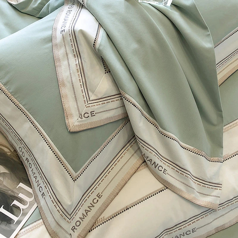 Olive 1000TC Brushed Cotton Frame Bedding Set includes sheet, pillowcases and duvet cover