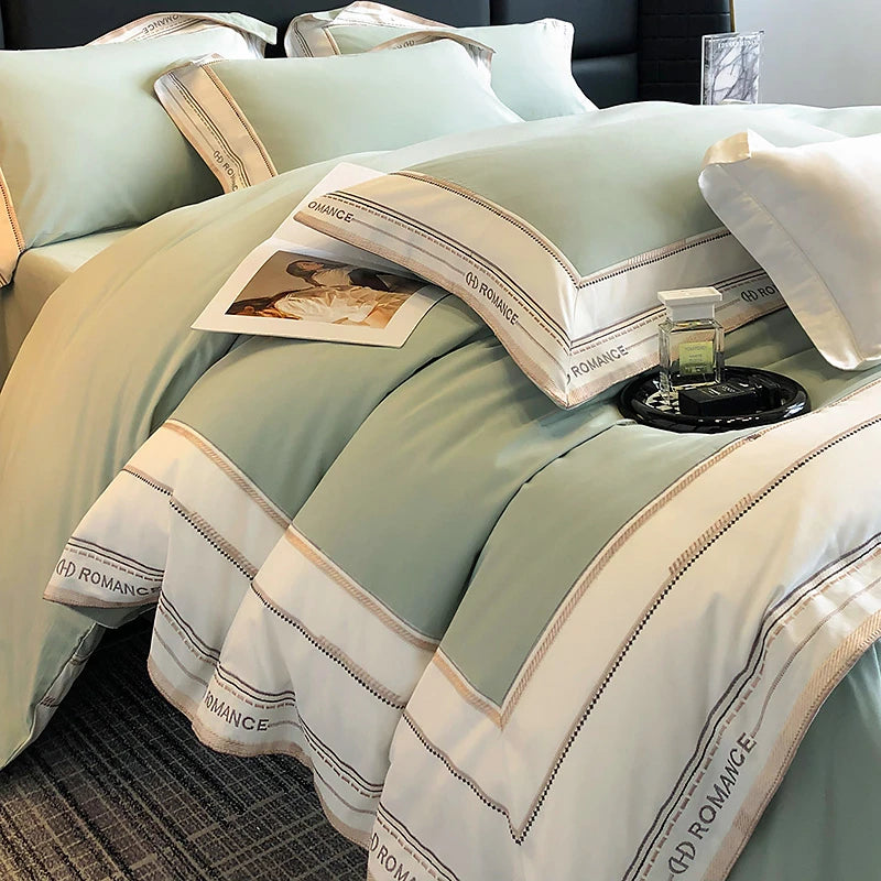 Olive Double size 1000TC Brushed Cotton Frame Duvet Cover Set