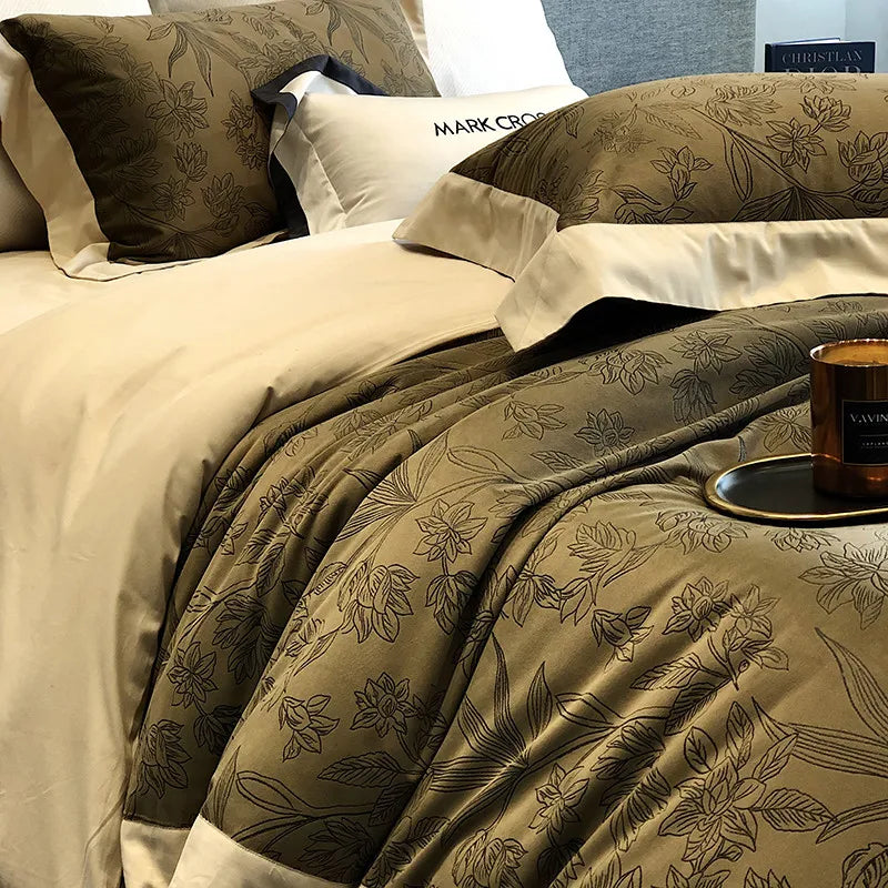 Olive Luxury Ripple Velvet Fluffy Duvet Cover Bedding Set 4Pcs available in Queen and King