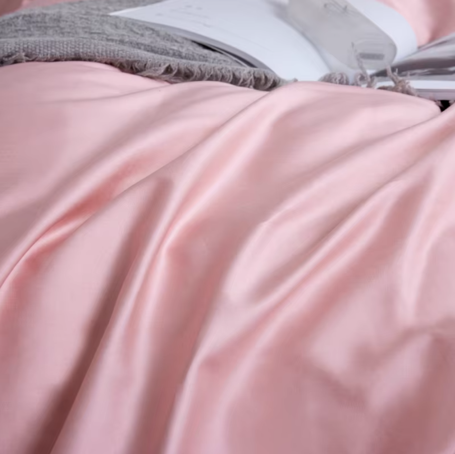 Pink premium linen Silky Soft Pure Egyptian Cotton Bedding Set includes flat or fitted sheet, duvet cover and pillowcases