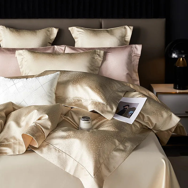Premium Bedding Egyptian Cotton Satin Jacquard Bedding Set – Beige