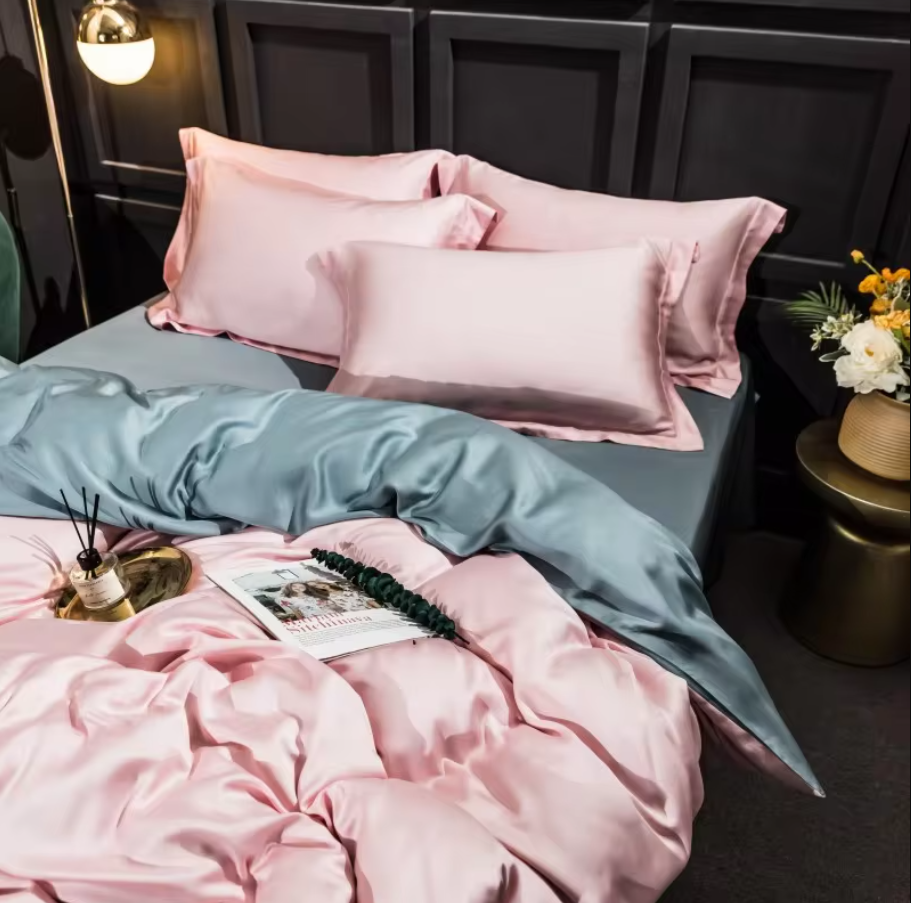 Premium Solid Color 100% Bamboo Fiber Bedding Set - Pink