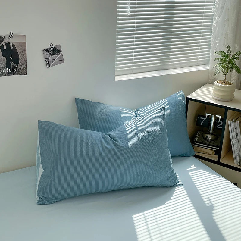 Premium bedding Seersucker 3-Piece Duvet Cover Set – Microfiber - Ocean Blue