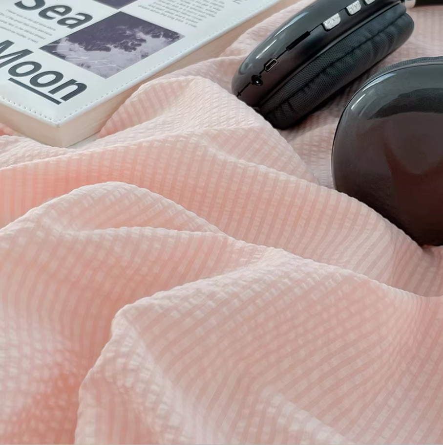 Premium bedding Seersucker 3-Piece Duvet Cover Set – Microfiber - Pink