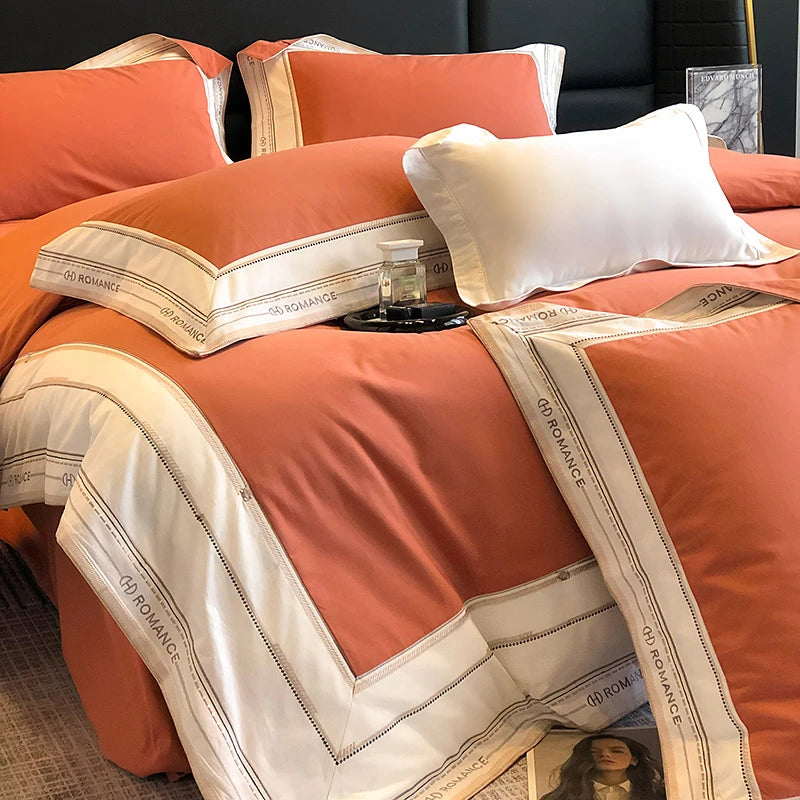 Rust Double size 1000TC Brushed Cotton Frame Duvet Cover Set