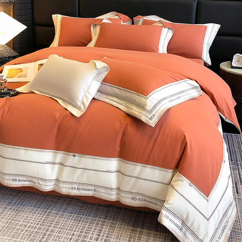 Rust King size 1000TC Brushed Cotton Frame Duvet Cover Set