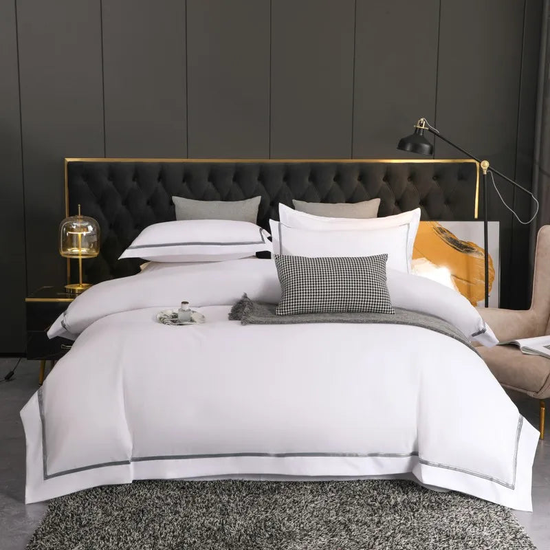 White Brushed Soft 800TC Hotel Bedding Set 4Pcs