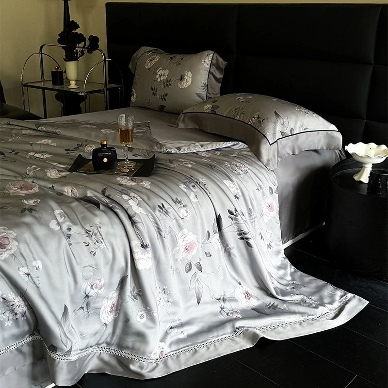 600TC Eucalyptus Bamboo Cooling 4Pcs Bedding Set - Grey Light