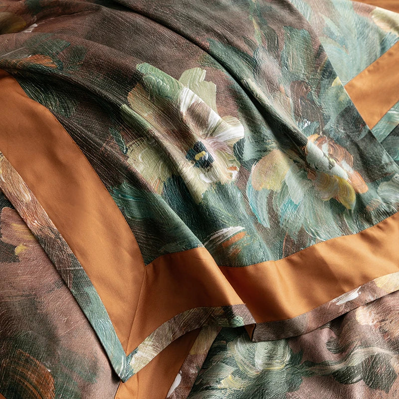 Vintage Floral 1000TC Egyptian Cotton Bedding Set - Rust