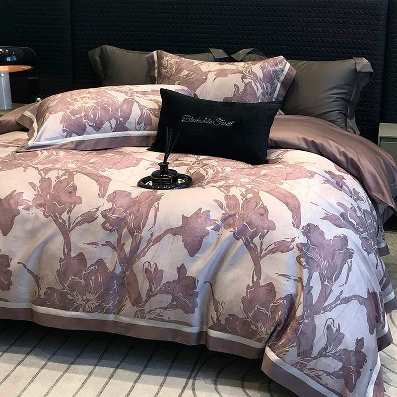 600TC Cooling Bamboo Lyocell Silky Duvet Set - Pink