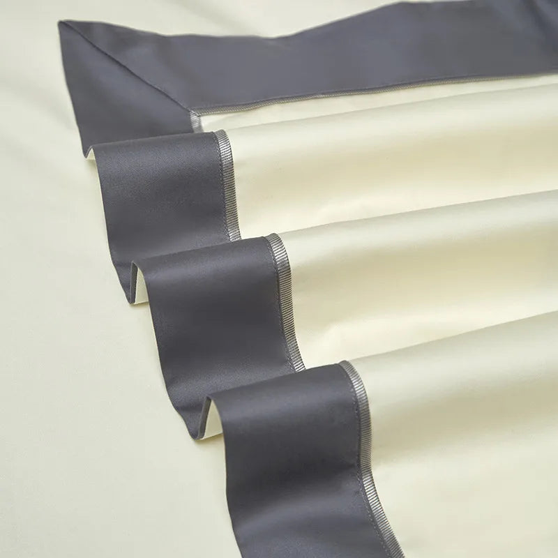 600TC Egyptian Cotton Embroidered Patchwork Bedding Set - Gray