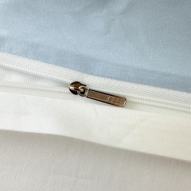 100% Cotton 400TC Reversible Bedding Set – Soft Duvet & Sheet Set Ocean Blue & Gray