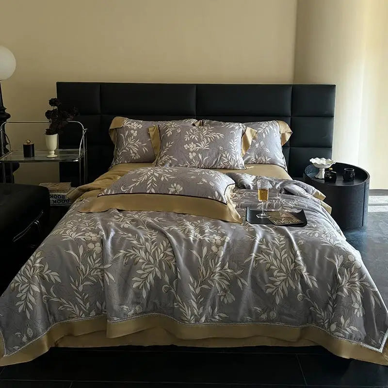 600TC Eucalyptus Bamboo Cooling 4Pcs Bedding Set - Dark Gray