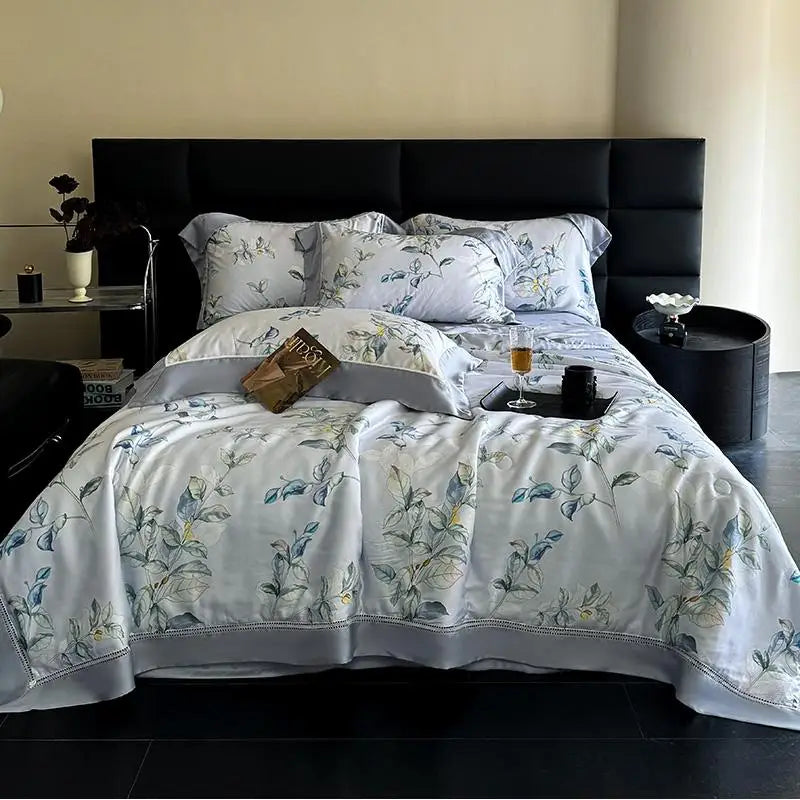 600TC Eucalyptus Bamboo Cooling 4Pcs Bedding Set - Gray