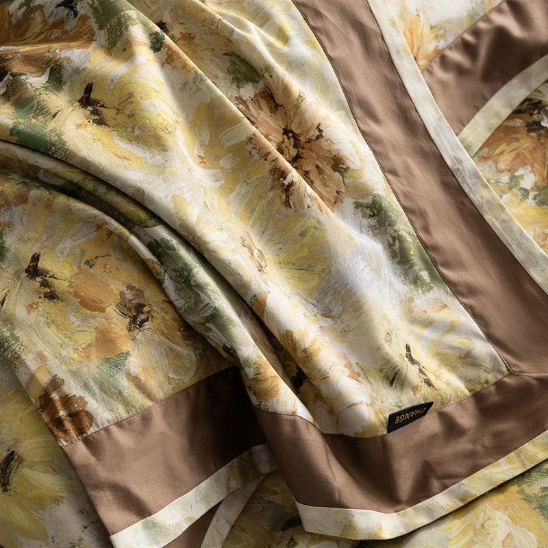 Vintage Floral 1000TC Egyptian Cotton Bedding Set - Light Brown