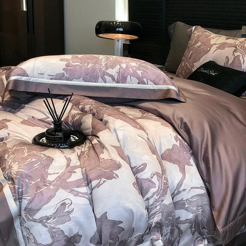 600TC Cooling Bamboo Lyocell Silky Duvet Set - Pink