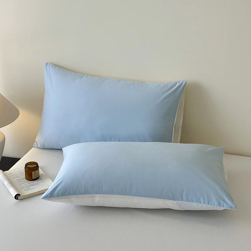 100% Cotton 400TC Reversible Bedding Set – Soft Duvet & Sheet Set Ocean Blue & Gray