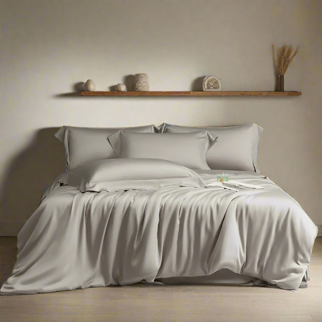 Solid Color 600TC Eucalyptus Lyocell Bedding Set - Gray