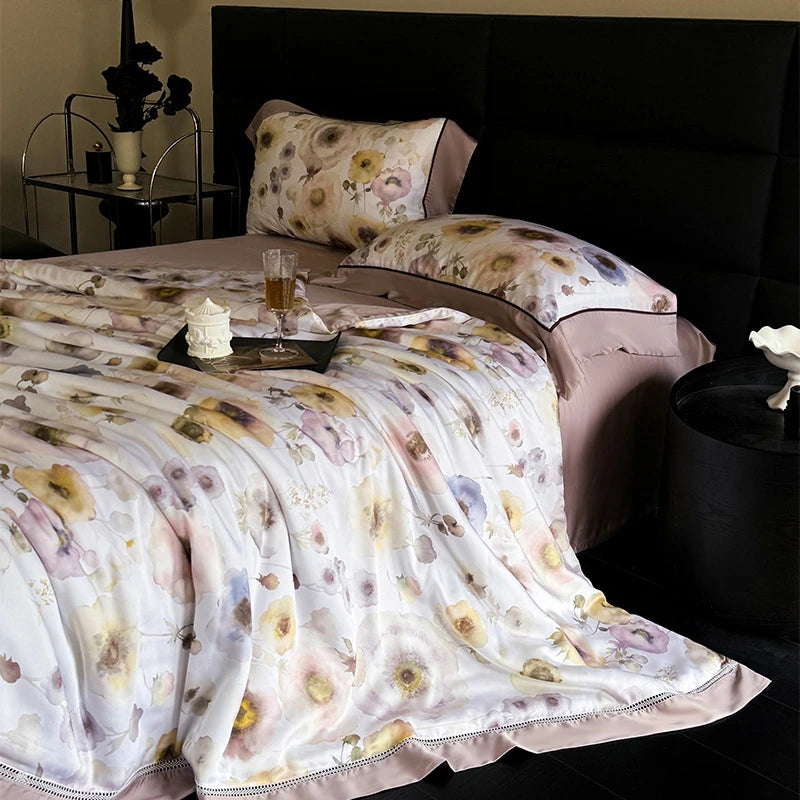 600TC Eucalyptus Bamboo Cooling 4Pcs Bedding Set - Light Brown