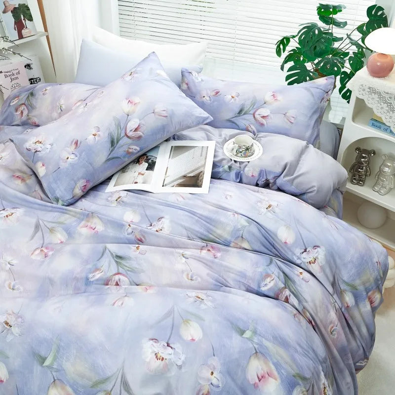  Ultra Soft Cotton-Rich Floral Printed Luxury Bedding Set