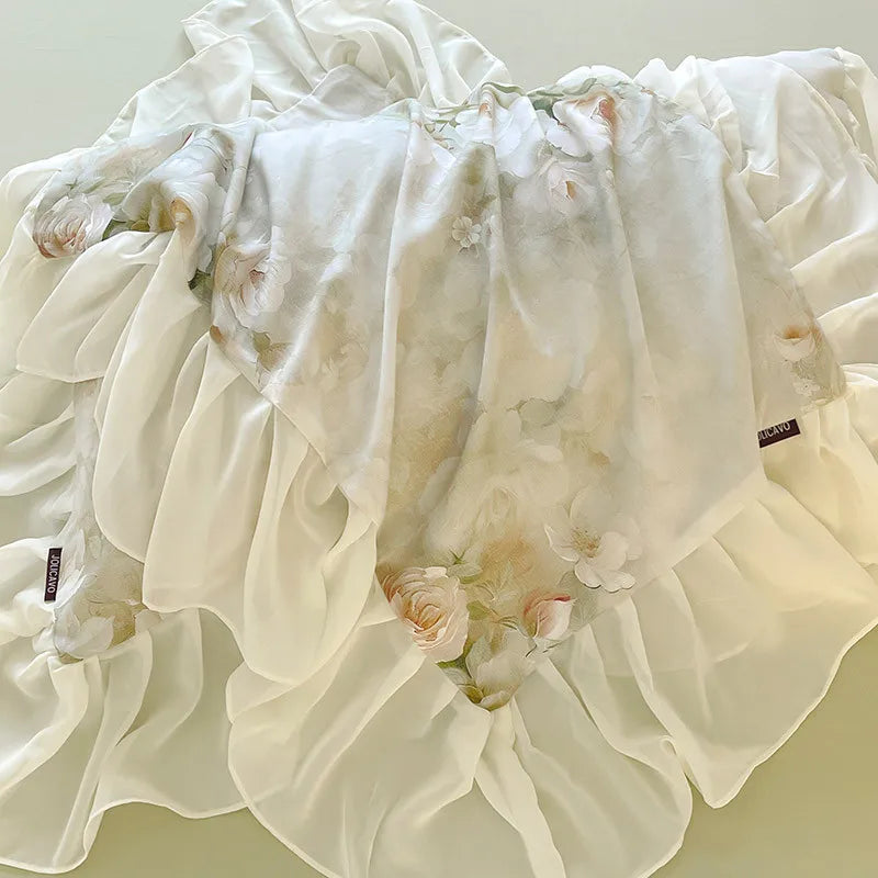 French Romantic 600TC Cotton Floral Bedding Set - Green