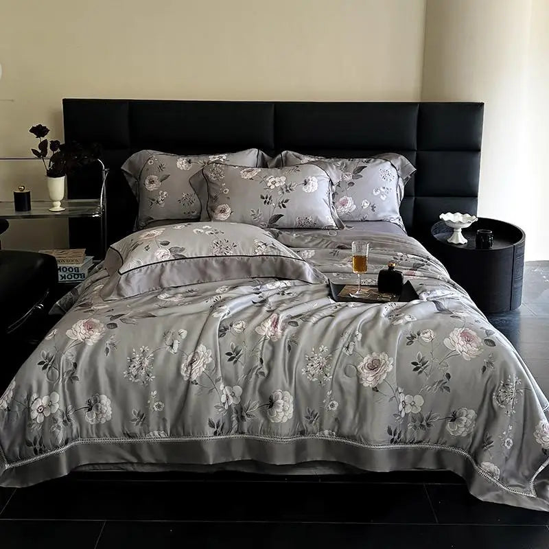 600TC Eucalyptus Bamboo Cooling 4Pcs Bedding Set - Grey Light