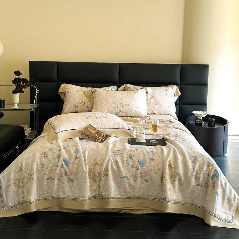 600TC Eucalyptus Bamboo Cooling 4Pcs Bedding Set - Beige