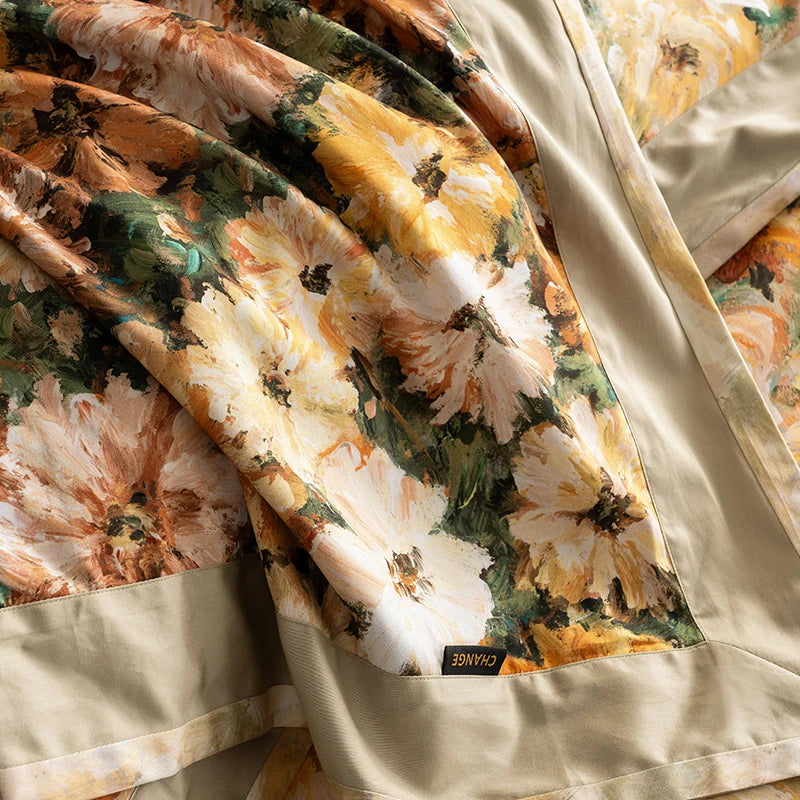 Vintage Floral 1000TC Egyptian Cotton Bedding Set - Beige