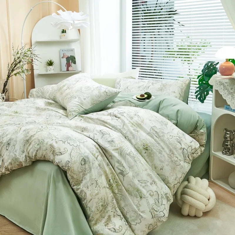  Ultra Soft Cotton-Rich Floral Printed Luxury Bedding Set