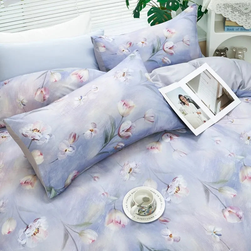  Ultra Soft Cotton-Rich Floral Printed Luxury Bedding Set
