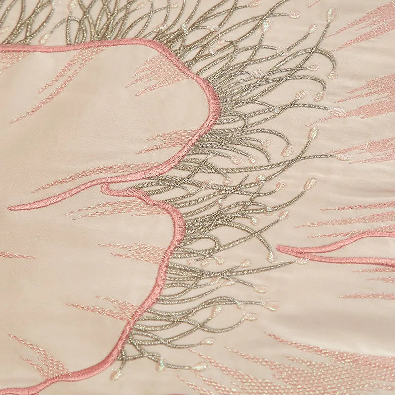 600TC Egyptian Cotton Embroidered Patchwork Bedding Set - Pink